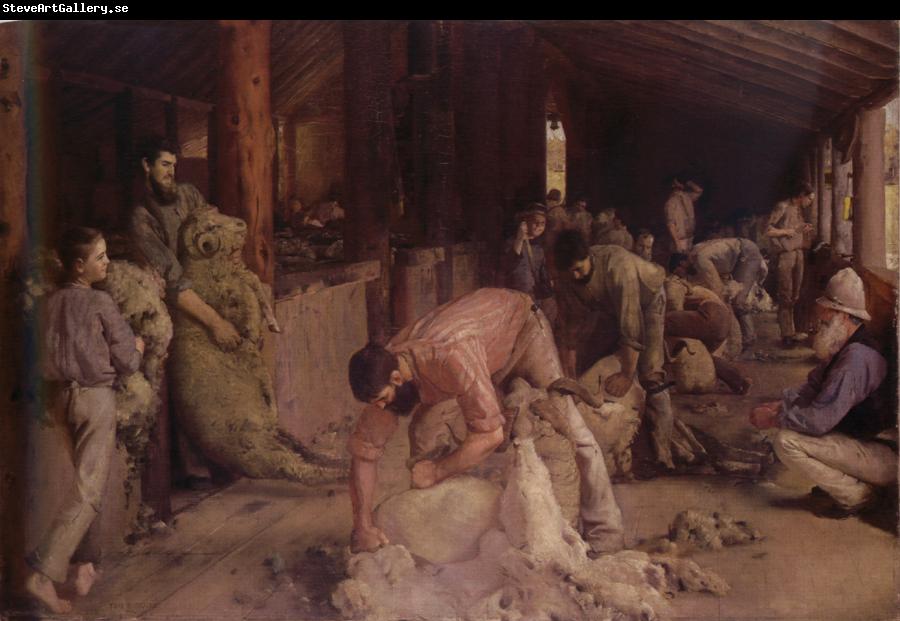 Tom roberts Shearing the rams